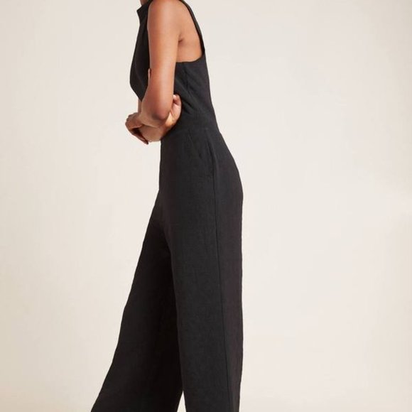 Eva Franco Anthropologie Mock Neck Open Back Knit Jumpsuit stretch knit casual - Picture 7 of 8